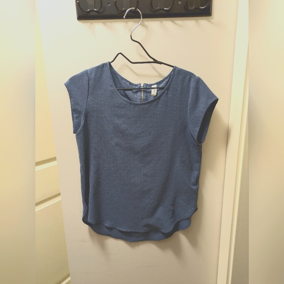 Blue Short Sleeve Blouse - Picture 1 of 6